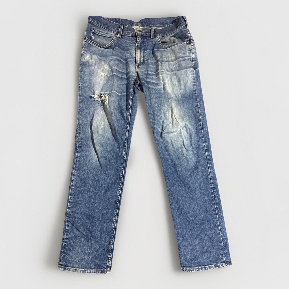 Duluth 40 Grit Jeans Men's Size 32x30 Standard Fit Stretch Blue Denim Distressed